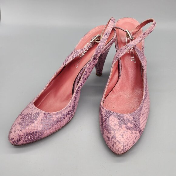 A. Giannetti Italy Heels Size 39 US 8.5–9 Pink Snakeskin Leather Slingback - Picture 3 of 15